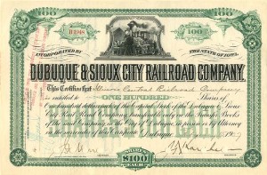 Dubuque and Sioux City Railroad Co. - Stock Certificate